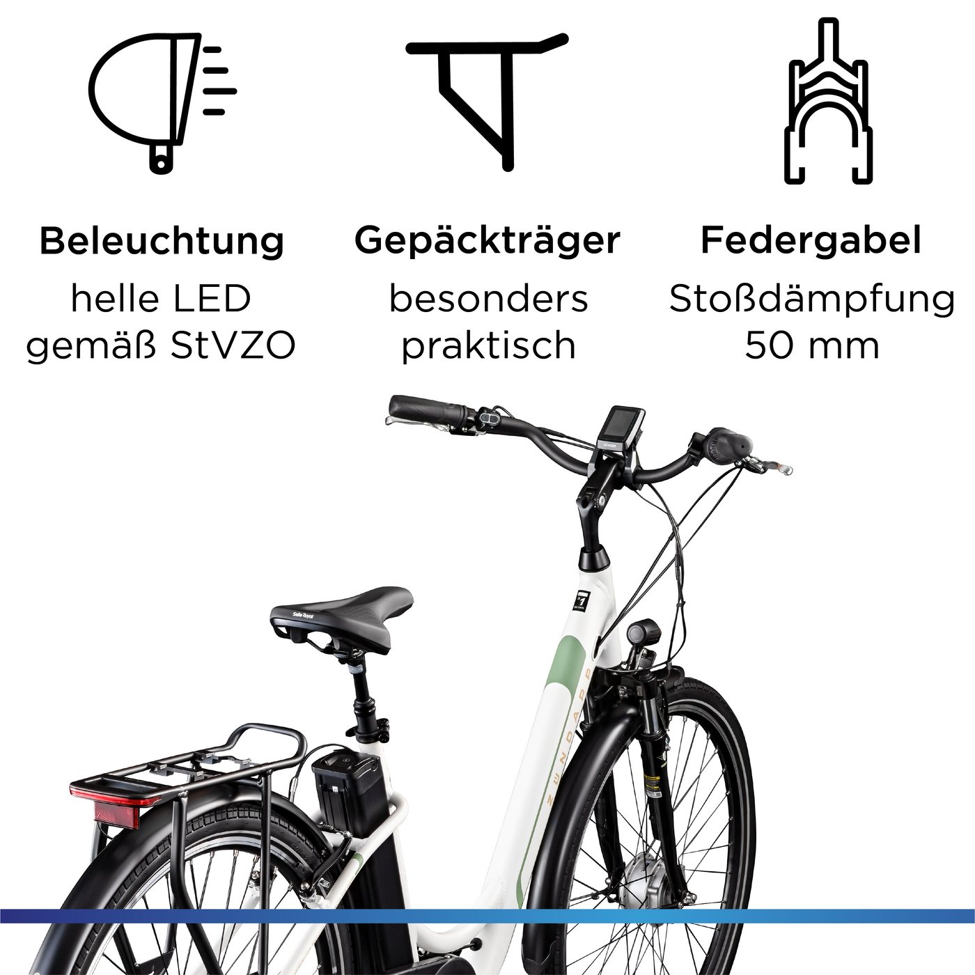Zündapp Z510 E Bike Damenfahrrad ab 155 cm Rücktritt Pedelec 28 Zoll Fahrrad mit tiefem Einstieg Hollandrad mit 3 Gang Nabenschaltung StVZO Bild 5