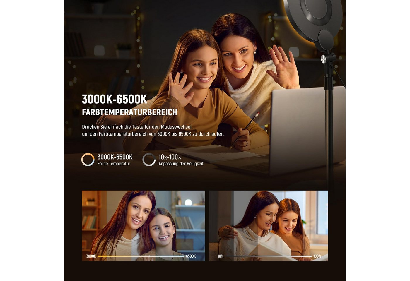 Neewer R06 18cm Rundes LED-Telefon-Selfie-Kit