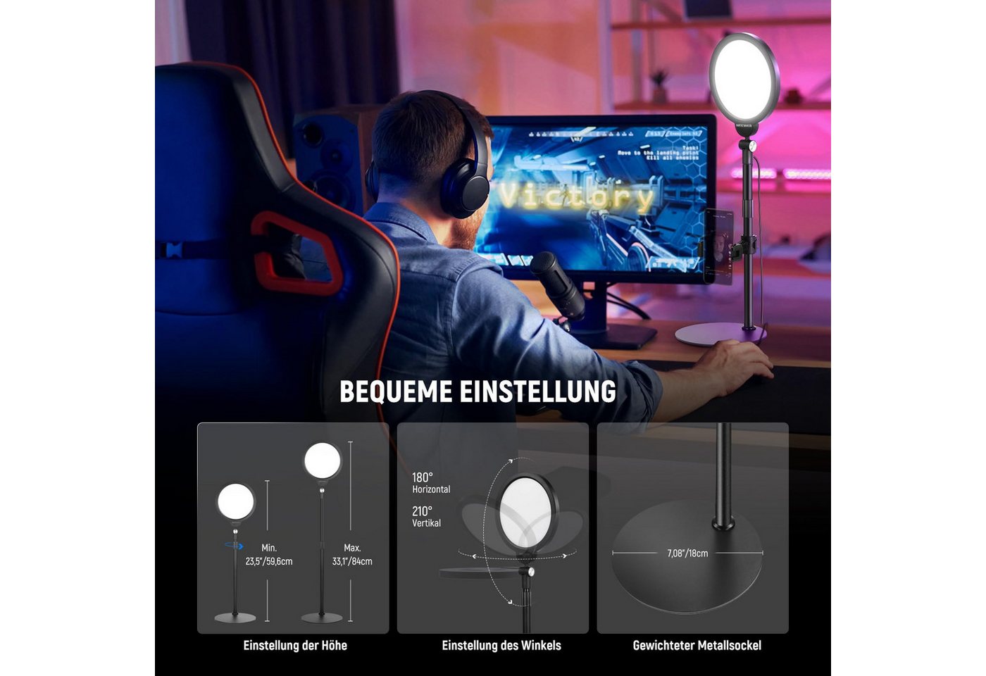 Neewer R06 18cm Rundes LED-Telefon-Selfie-Kit Bild 2