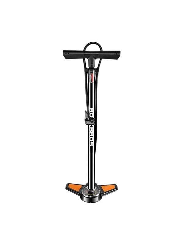 Rockbros GP6532B Floor Pump with Pressure Gauge - Black and Orange