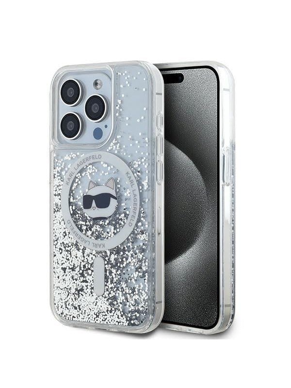Karl Lagerfeld Liquid Glitter Choupette Head MagSafe case for iPhone 13 Pro Max - transparent