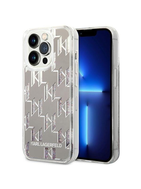 Karl Lagerfeld KLHCP14LLMNMS iPhone 14 Pro 6.1 "hardcase silver / silver Liquid Glitter Monogram