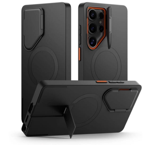 Tech-Protect Kevlar Aura MagSafe Case for Samsung Galaxy S25 Ultra - Black and Orange
