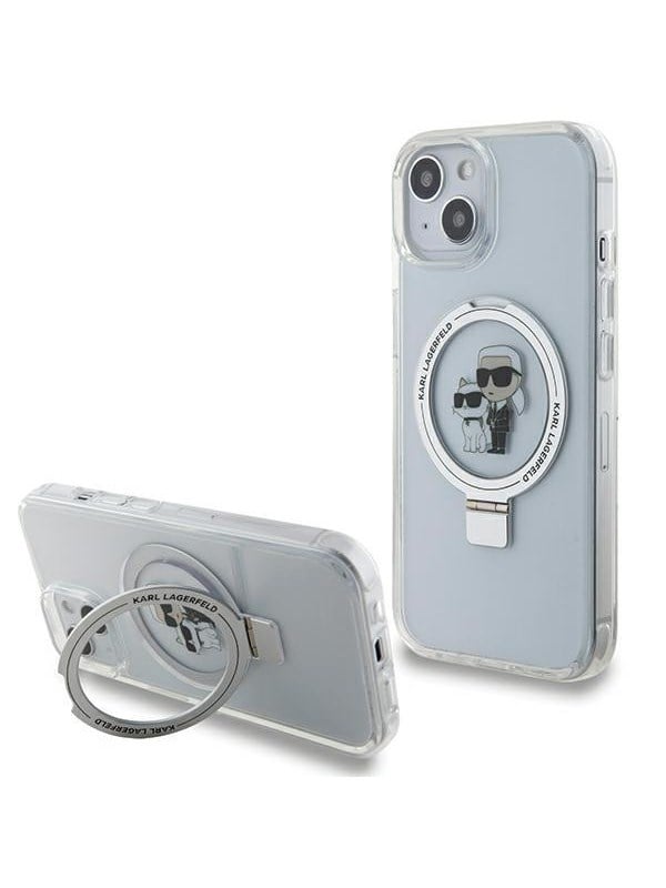 Karl Lagerfeld KLHMP15SHMRSKCH iPhone 15 / 14 / 13 6.1" white/white hardcase Ring Stand Karl&Choupette MagSafe