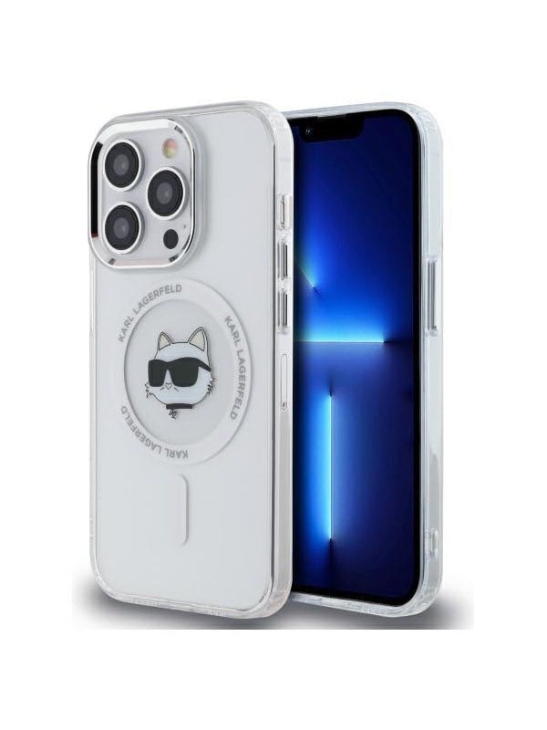 Karl Lagerfeld IML Metal Choupette Head MagSafe iPhone 13 Case - White