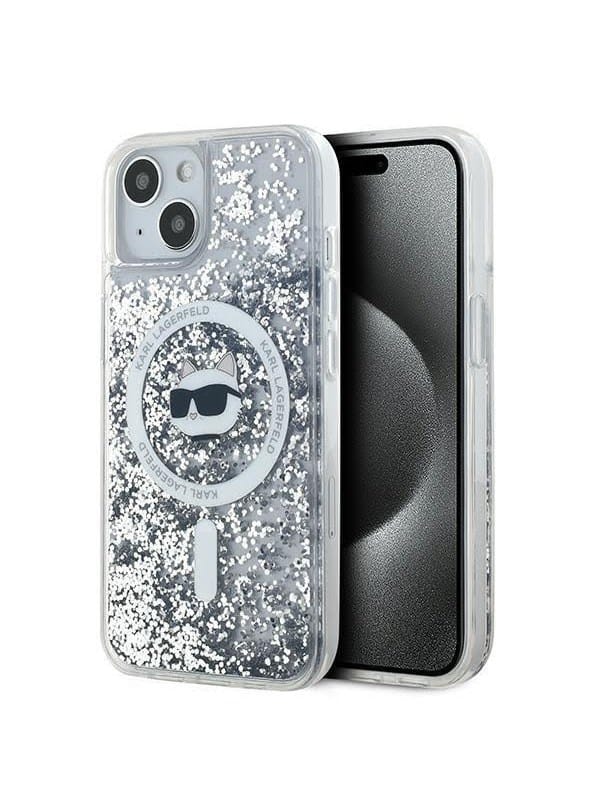 Karl Lagerfeld Liquid Glitter Choupette Head MagSafe case for iPhone 13 - transparent