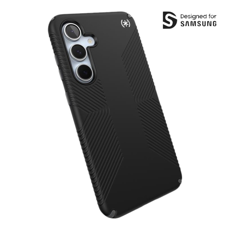 Speck Presidio2 Grip - Samsung Galaxy S24 FE Case - Black/Slate Gray/White