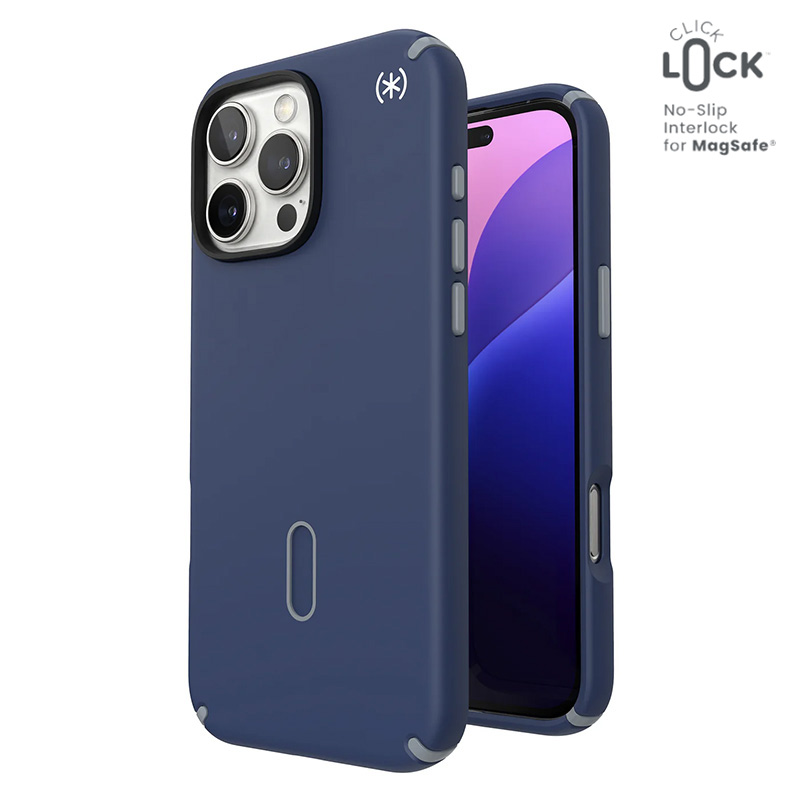 Speck Presidio2 Pro ClickLock & MagSafe - iPhone 16 Pro Max Case - Coastal Blue / Dust Gray / White
