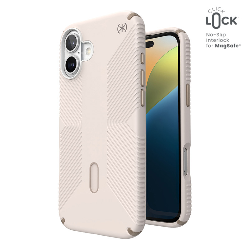 Speck Presidio2 Grip ClickLock & MagSafe - iPhone 16 Plus Case - Bleached Bone / Heirloom Gold / Hazel Brown