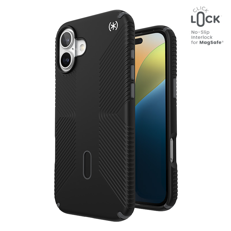 Speck Presidio2 Grip ClickLock & MagSafe - iPhone 16 Plus Case - Black / Slate Gray / White