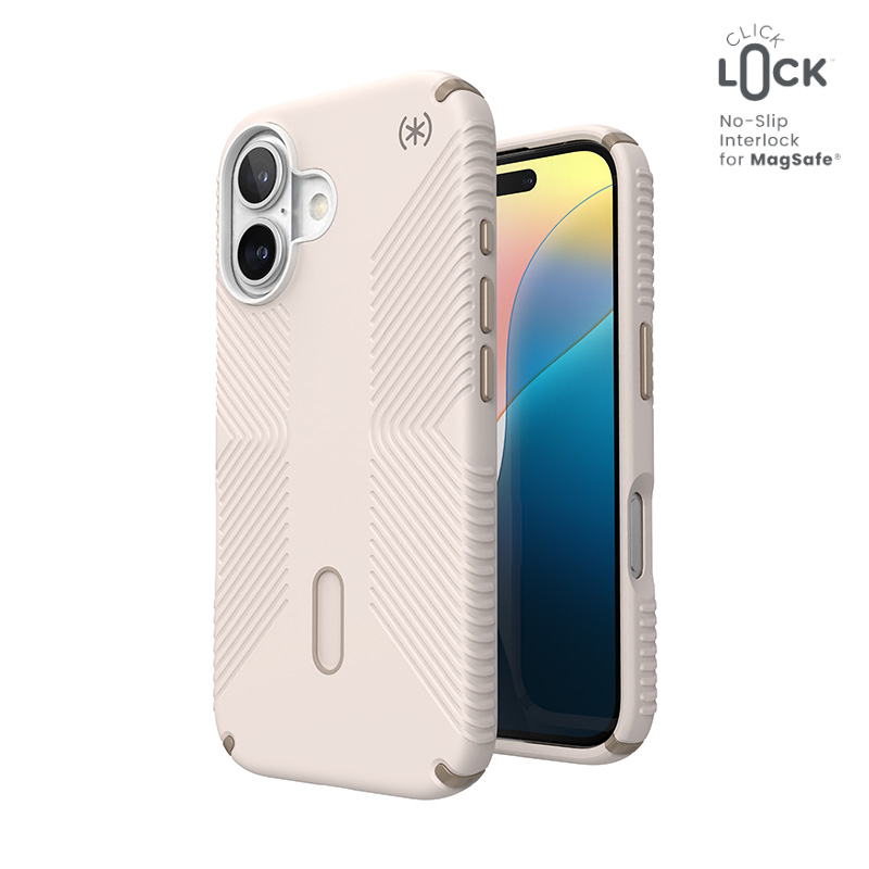 Speck Presidio2 Grip ClickLock & MagSafe - iPhone 16 Case - Bleached Bone / Heirloom Gold / Hazel Brown