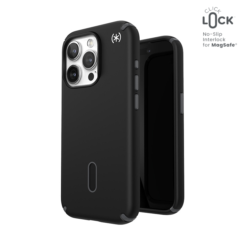 Speck Presidio2 Pro ClickLock & MagSafe - iPhone 15 Pro Case - Black / Slate Gray / White