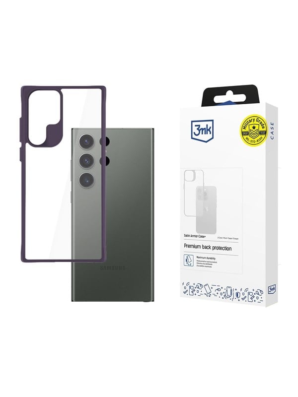 3mk Satin Armor Case+ Purple for Samsung Galaxy S24 Ultra - Transparent