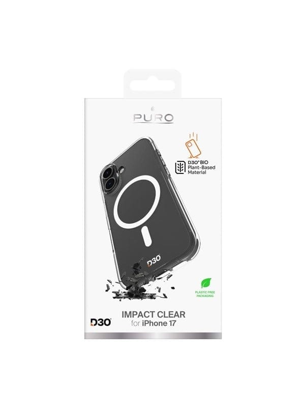 Puro Impact Clear D3O TPU+PC MagSafe Compatible Case for iPhone 17 - Transparent
