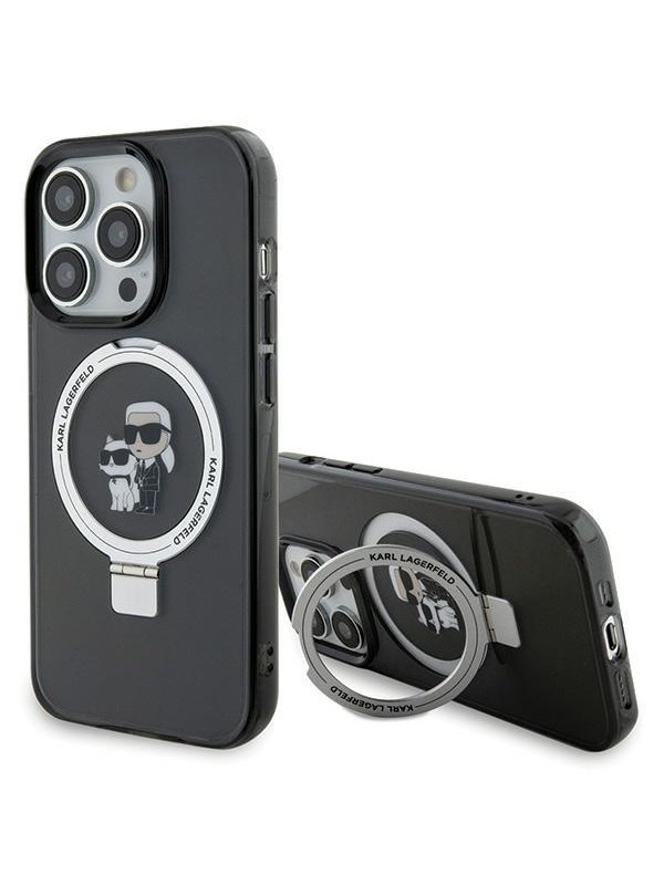 Karl Lagerfeld KLHMP15LHMRSKCK iPhone 15 Pro 6.1" black/black hardcase Ring Stand Karl&Choupette MagSafe