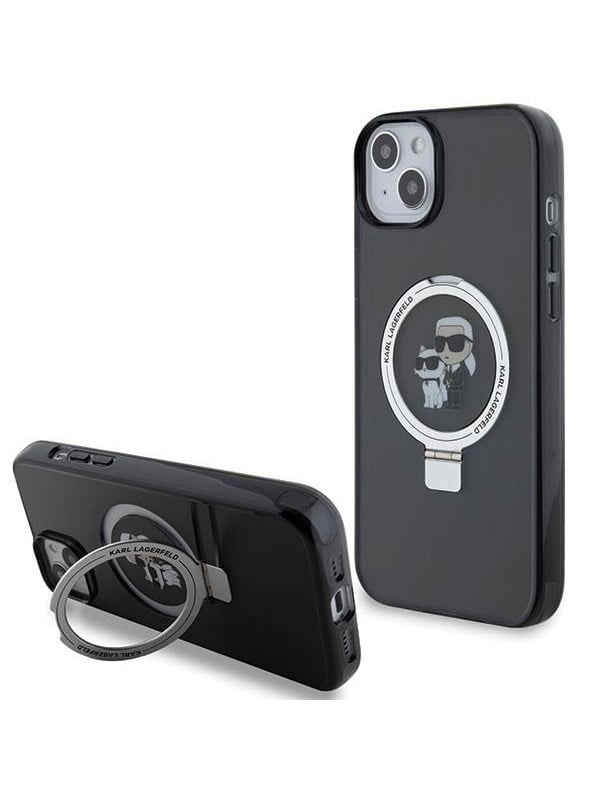 Karl Lagerfeld Ring Stand Karl&Choupette MagSafe case for iPhone 14 / 15 / 13 - black
