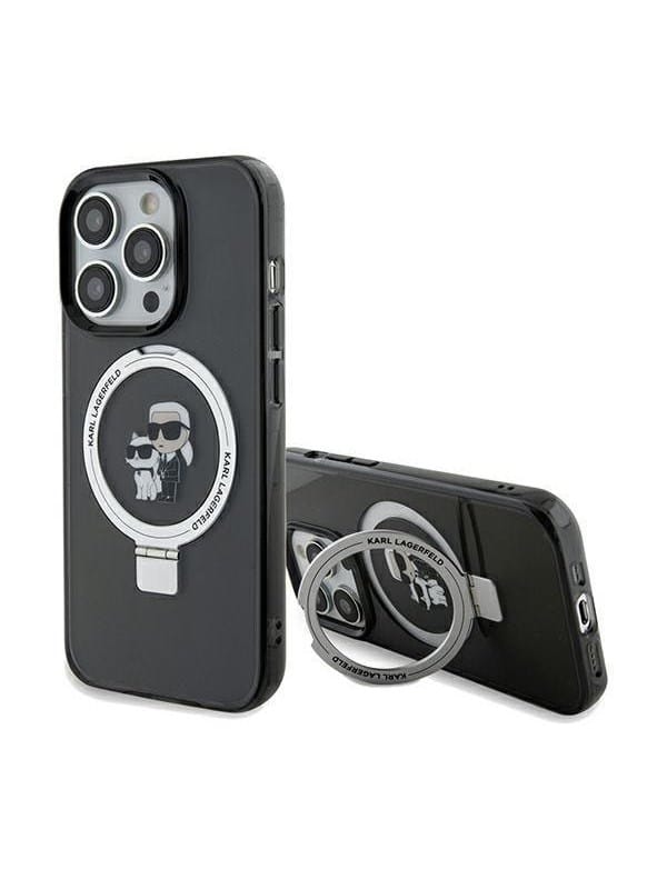 Karl Lagerfeld Ring Stand Karl&Choupette MagSafe case for iPhone 13 Pro Max - black