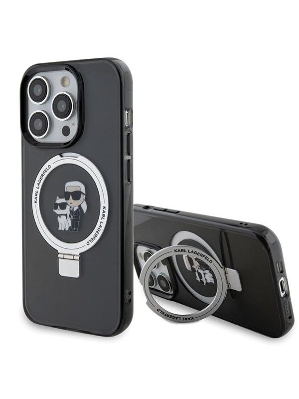 Karl Lagerfeld KLHMP13LHMRSKCK iPhone 13 Pro 6.1" black/black hardcase Ring Stand Karl&Choupette MagSafe