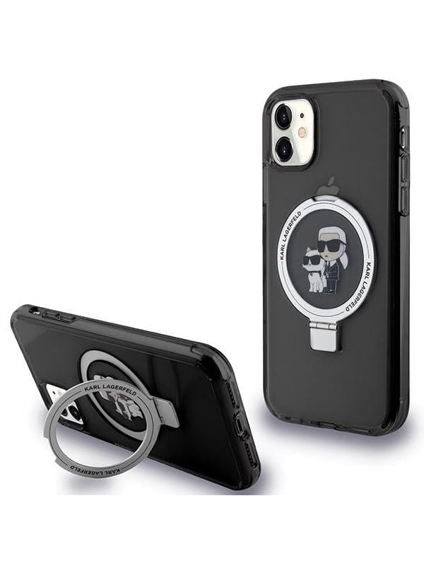 Karl Lagerfeld Ring Stand Karl&Choupette MagSafe case for iPhone 11 / Xr - black