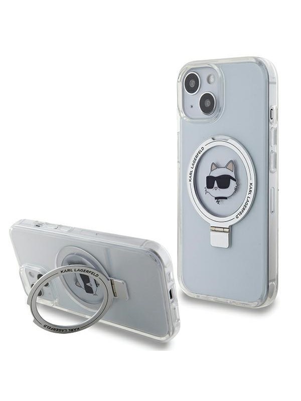 Karl Lagerfeld KLHMP15SHMRSCHH iPhone 15 6.1" white/white hardcase Ring Stand Choupette Head MagSafe