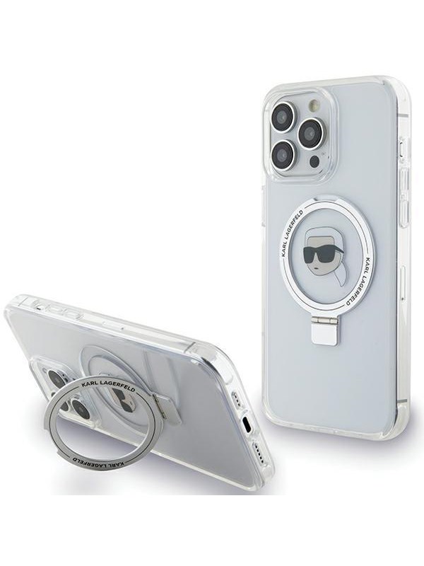 Karl Lagerfeld KLHMP15LHMRSKHH iPhone 15 Pro 6.1" white/white hardcase Ring Stand Karl Head MagSafe