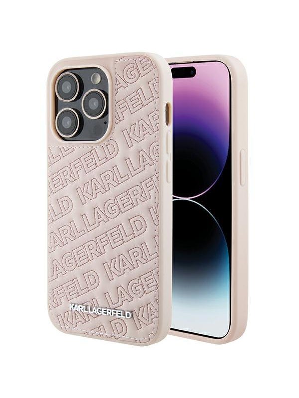 Karl Lagerfeld Quilted K Pattern case for iPhone 15 Pro Max - pink
