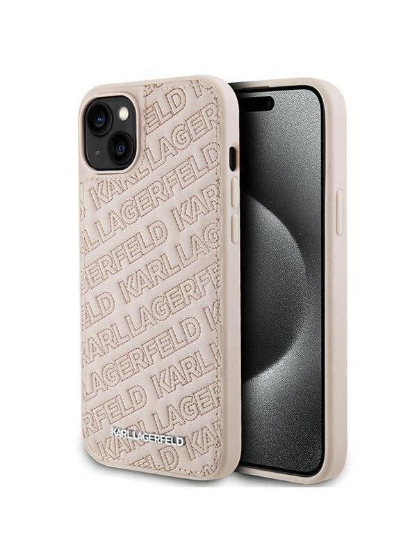 Karl Lagerfeld Quilted K Pattern case for iPhone 15 Plus / 14 Plus - pink
