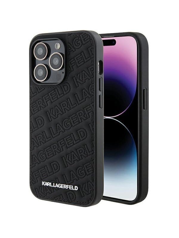 Karl Lagerfeld Quilted K Pattern iPhone 15 Pro Case - Black