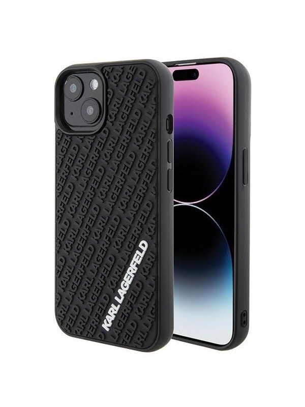 Karl Lagerfeld 3D Rubber Multi Logo case for iPhone 15 - black