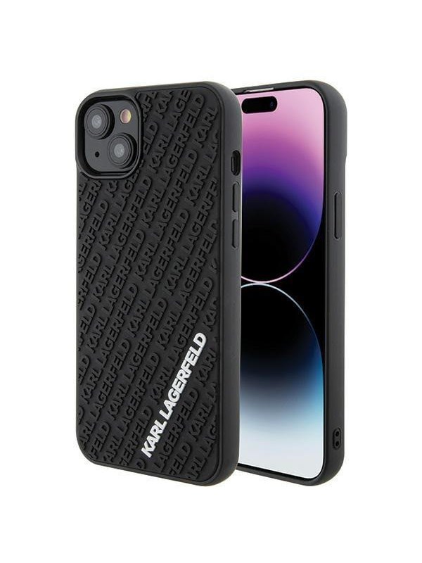 Karl Lagerfeld 3D Rubber Multi Logo case for iPhone 15 Plus - black