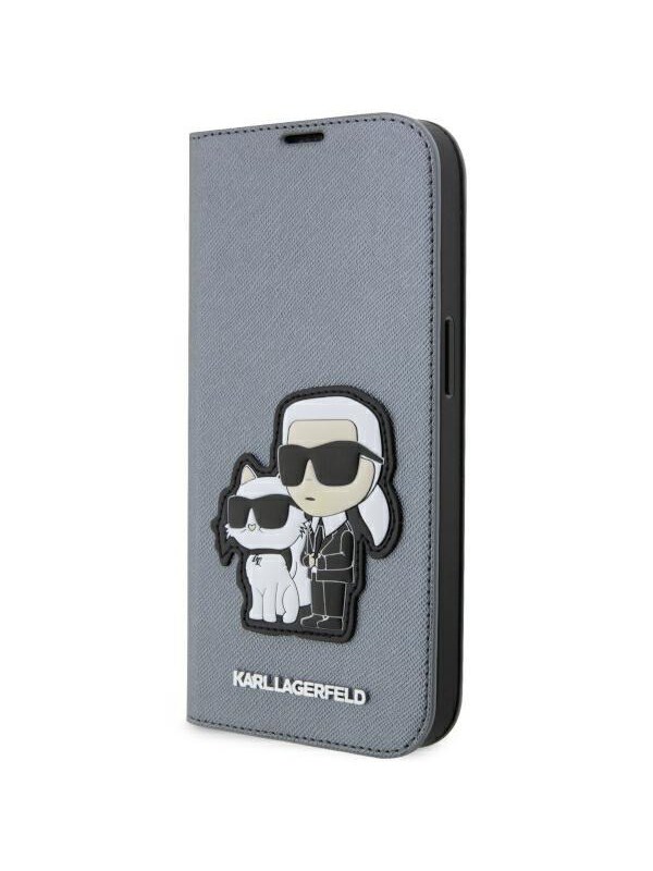 Karl Lagerfeld KLBKP14LSANKCPG iPhone 14 Pro 6.1" bookcase silver/silver Saffiano Karl & Choupette