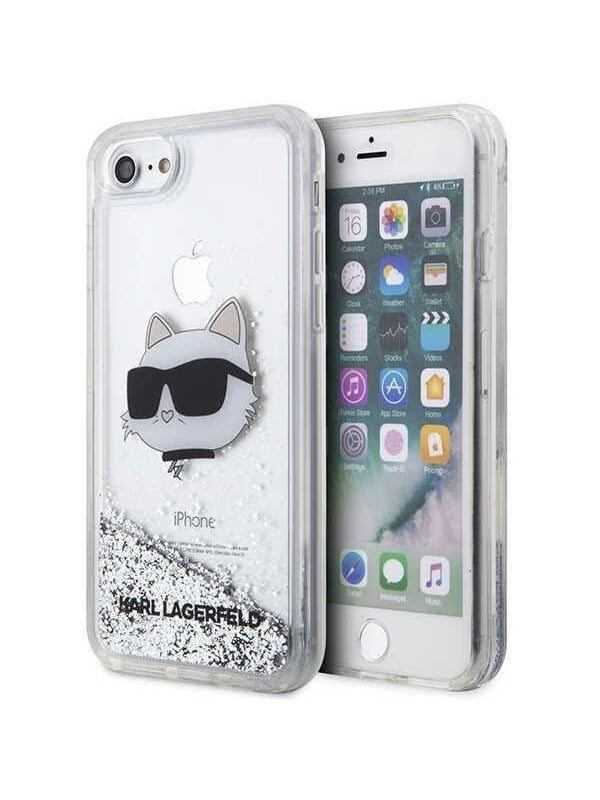 Karl Lagerfeld KLHCI8LNHCCS iPhone 7/8/ SE 2020/2022 silver/silver hardcase Glitter Choupette Head