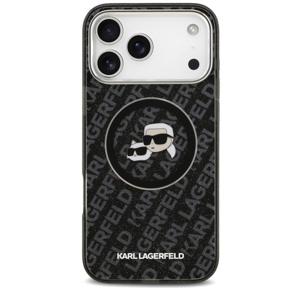 Karl Lagerfeld IML Glitter Karl&Choupette Heads Logo MagSafe Case for iPhone 17 Pro Max - Black Bild 3