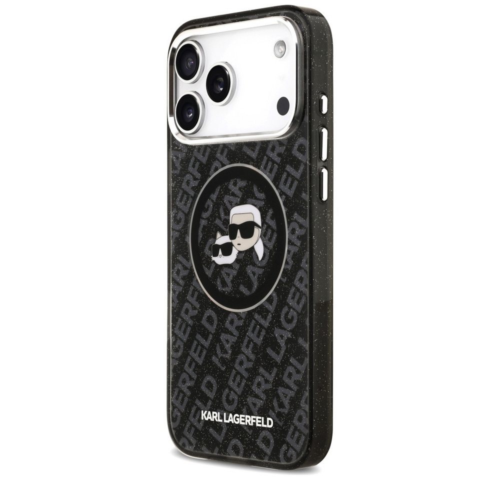 Karl Lagerfeld IML Glitter Karl&Choupette Heads Logo MagSafe Case for iPhone 17 Pro Max - Black Bild 4