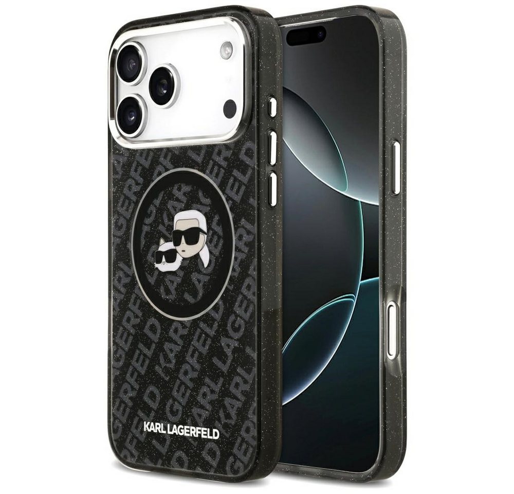 Karl Lagerfeld IML Glitter Karl&Choupette Heads Logo MagSafe Case for iPhone 17 Pro Max - Black Bild 5