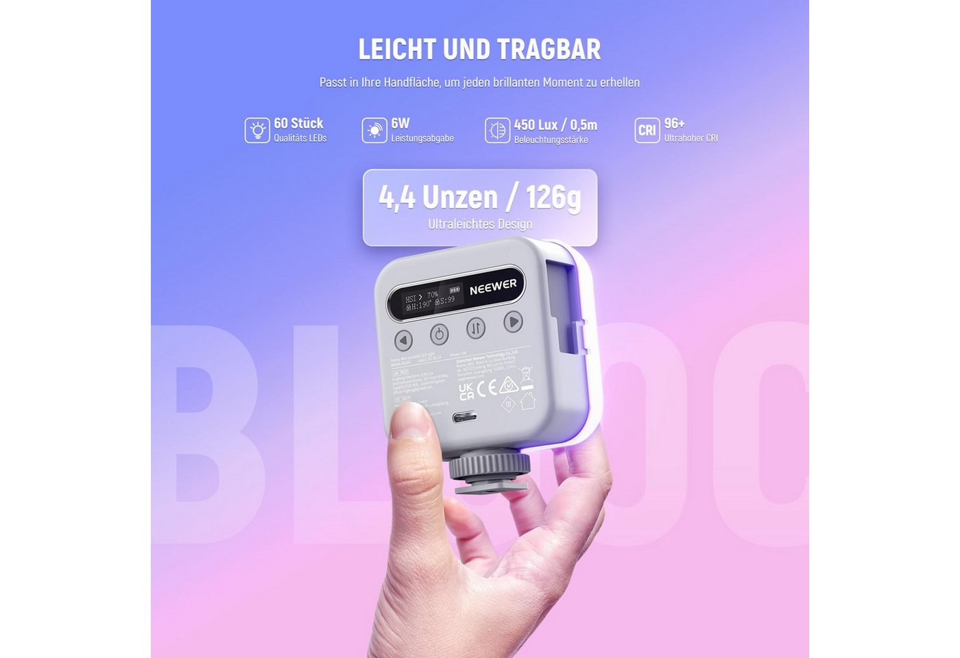 Neewer NEEWER BL60C Magnetische LED-Leuchte Bild 4