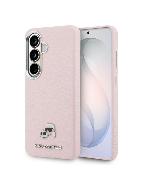 Karl Lagerfeld Saffiano KC Metal Logo MagSafe Case for Samsung Galaxy S26 - Pink