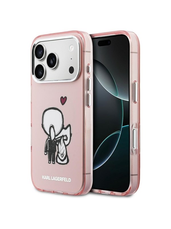 Karl Lagerfeld Karl & Choupette Back MagSafe Case for iPhone 17 Pro - Pink