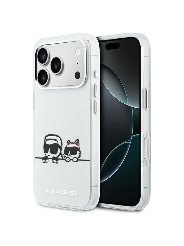 Karl Lagerfeld IML Karl & Choupette Peekaboo Logo MagSafe Case for iPhone 17 Pro Max - White