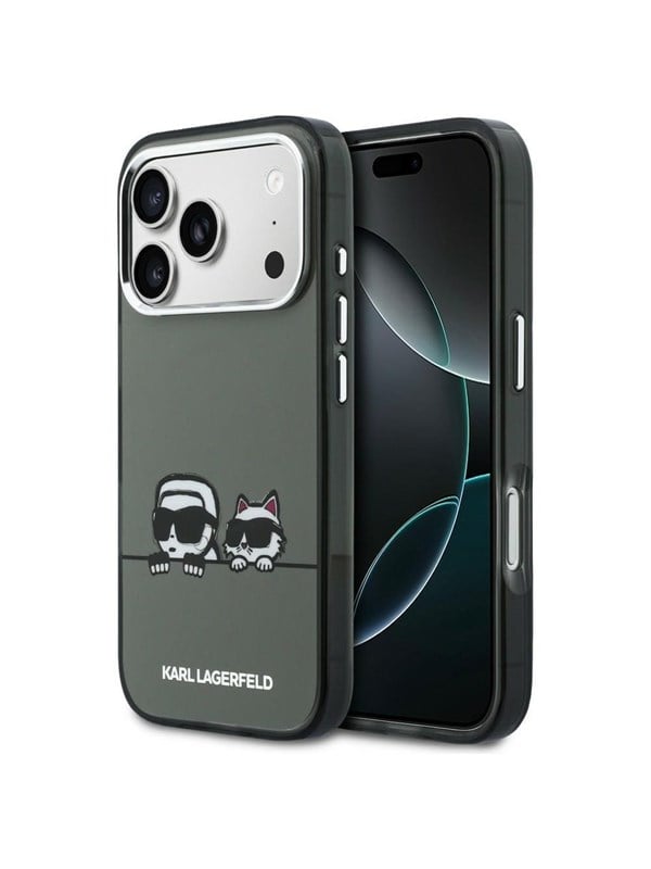 Karl Lagerfeld IML Karl & Choupette Peekaboo Logo MagSafe Case for iPhone 17 Pro - Black