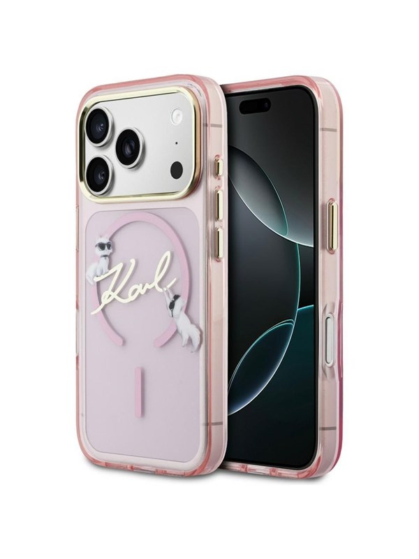 Karl Lagerfeld IML Choupettes Karl Script Logo MagSafe Case for iPhone 17 Pro - Pink