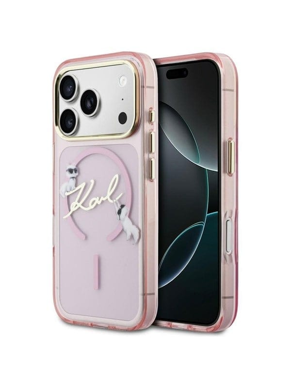 Karl Lagerfeld IML Choupettes Karl Script Logo MagSafe Case for iPhone 17 Pro - Pink