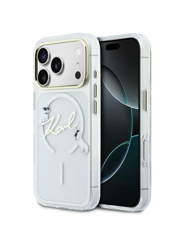 Karl Lagerfeld IML Choupettes Karl Script Logo MagSafe Case for iPhone 17 Pro - Clear