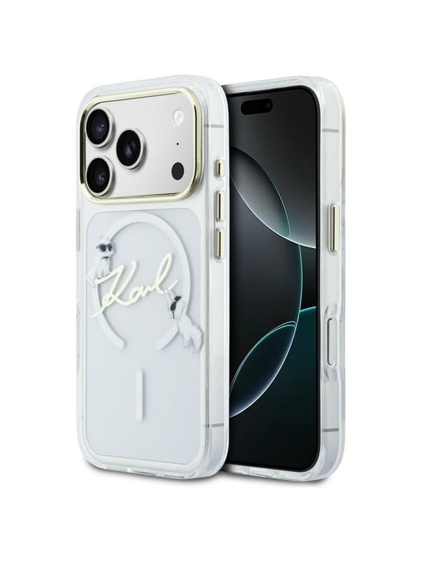 Karl Lagerfeld IML Choupettes Karl Script Logo MagSafe Case for iPhone 17 Pro - Clear