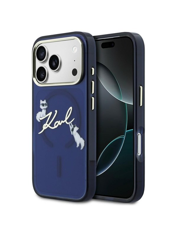 Karl Lagerfeld IML Choupettes Karl Script Logo MagSafe Case for iPhone 17 Pro - Blue