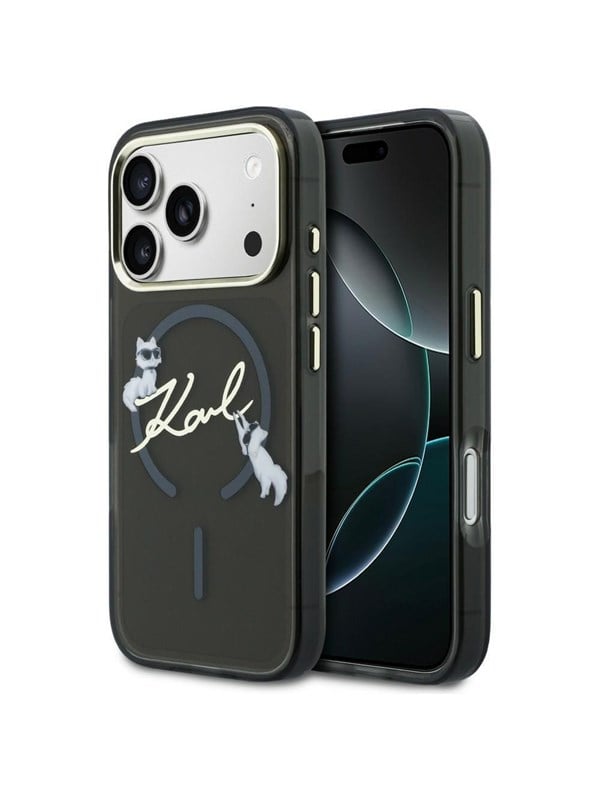 Karl Lagerfeld IML Choupettes Karl Script Logo MagSafe Case for iPhone 17 Pro - Black