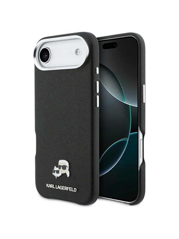 Karl Lagerfeld Karl & Choupette Head Pins Saffiano MagSafe Case for iPhone Air - Black