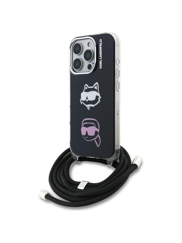 Karl Lagerfeld IML Crossbody Karl&Choupette Head Case for iPhone 16 Pro - Black