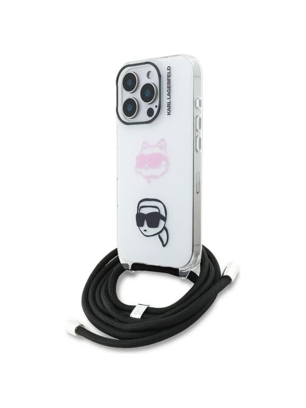 Karl Lagerfeld IML Crossbody Karl&Choupette Head Case for iPhone 16 Pro Max - White