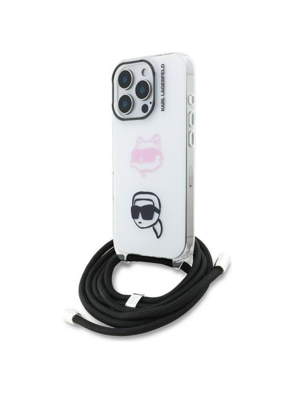 Karl Lagerfeld IML Crossbody Karl&Choupette Head Case for iPhone 16 Pro - White